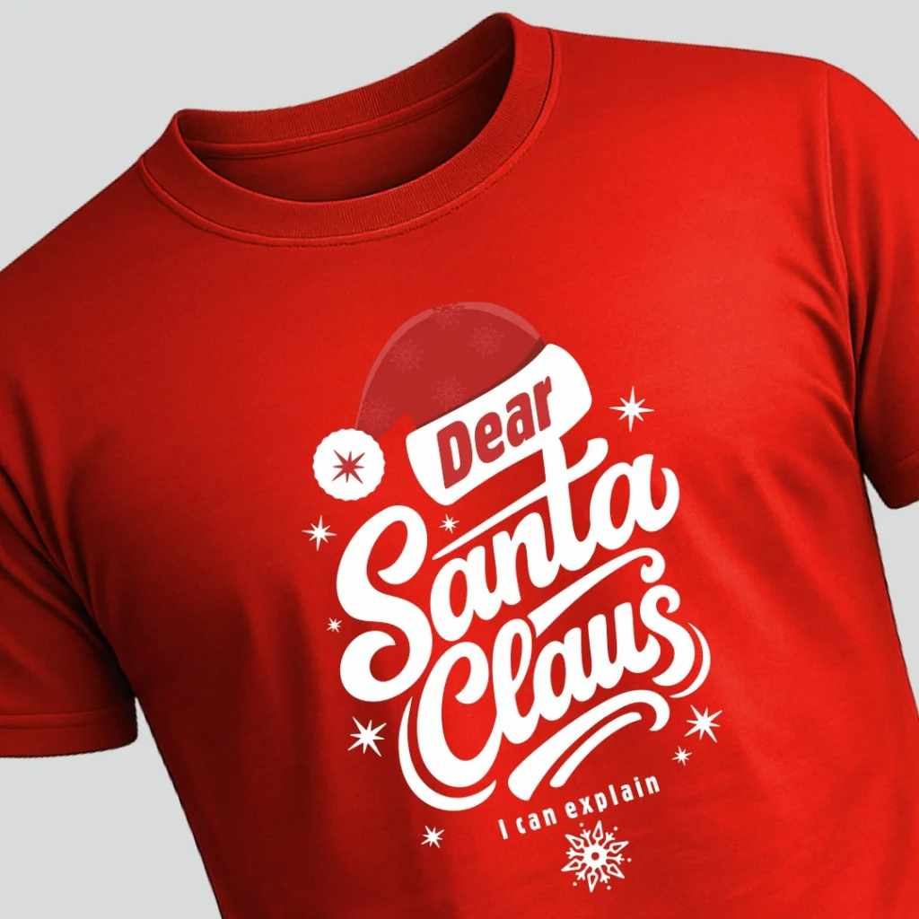 Dear Santa I can explain. Χριστουγεννιάτικο κόκκινο t-shirt με εκτυπωμενη τη φραση Dear Santa I can explain